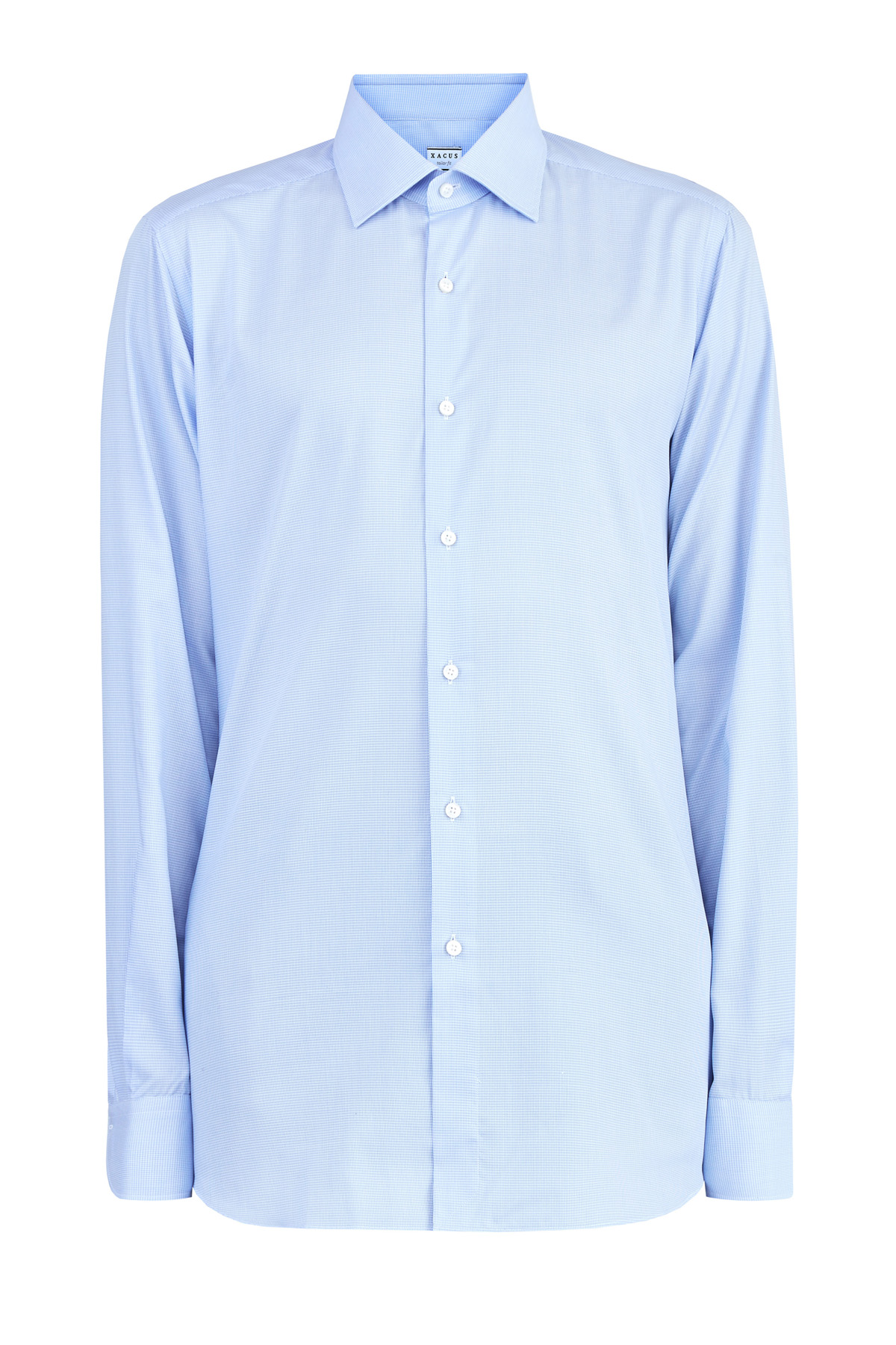 Однотонная рубашка из итальянского хлопка кручения 100/2 XACUS, цвет голубой, размер 48 Однотонная рубашка из итальянского хлопка кручения 100/2 - фото 1